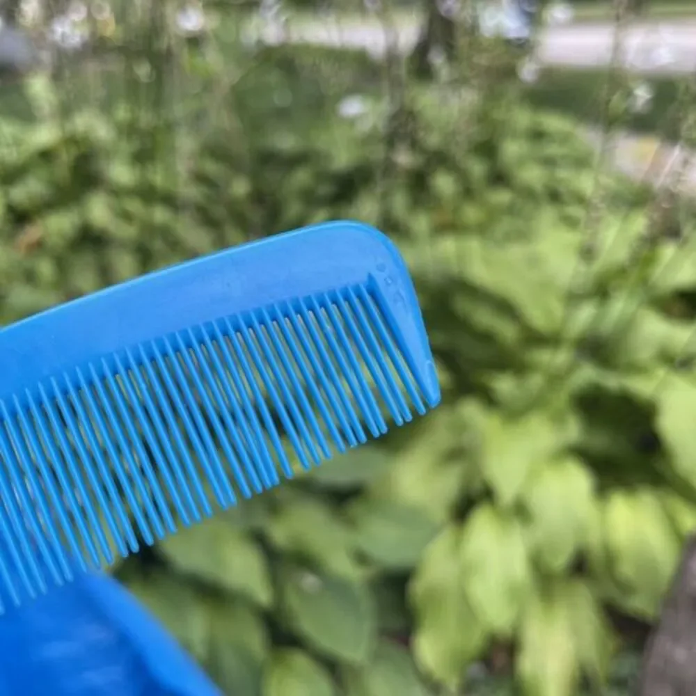 Vintage Blue Plastic‎ Hair Comb USA Wide Purse Pocket Unbreakable USED